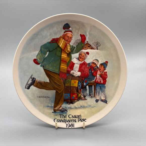 Edwin Knowles "The Skating Lesson" by Joseph Csatari Collectible Plate - Picture 1 of 6